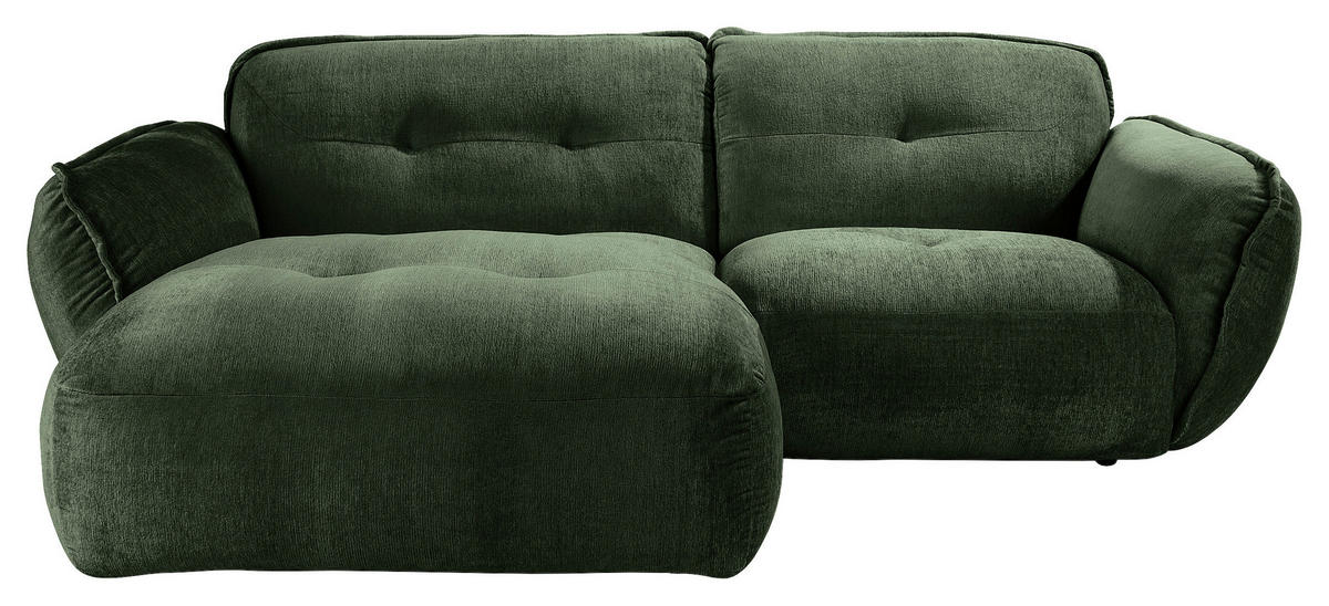 ECKSOFA in Chenille Dunkelgrün  184/269 cm  - Dunkelgrün/Schwarz, MODERN, Kunststoff/Textil (184/269cm) - Trendmanufaktur