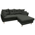 ECKSOFA Dunkelgrün Feincord  - Dunkelgrün/Buchefarben, KONVENTIONELL, Holz/Textil (211/154cm) - Carryhome