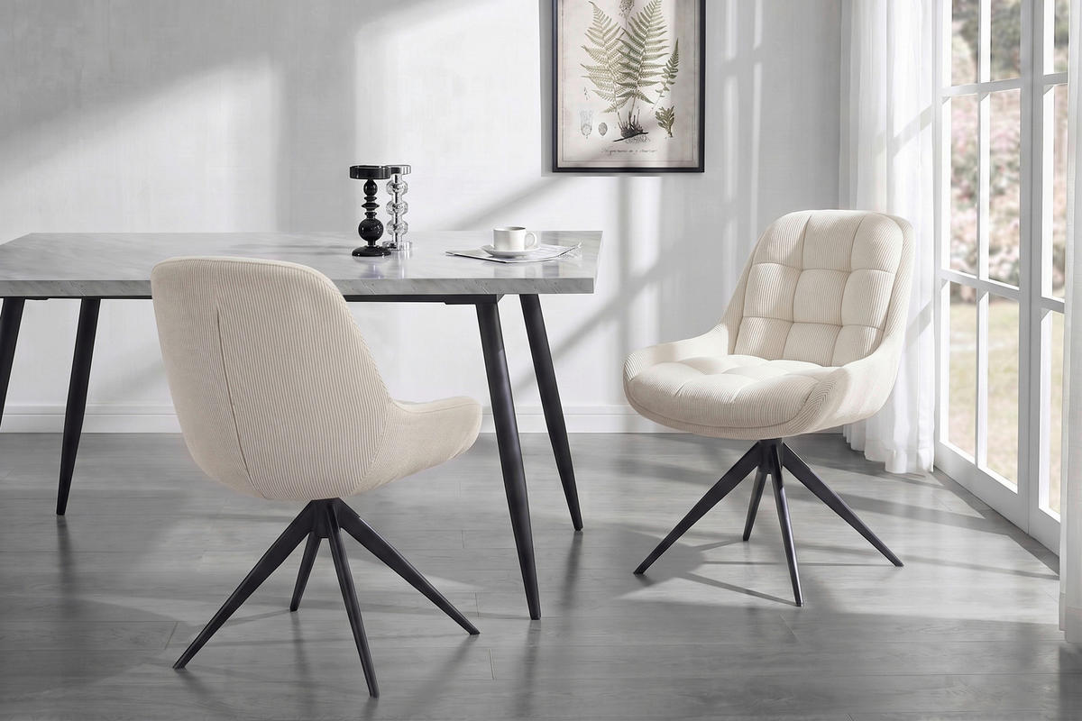 STUHL - Creme/Schwarz, Design, Textil/Metall (58/85/70cm) - Johann Jakob