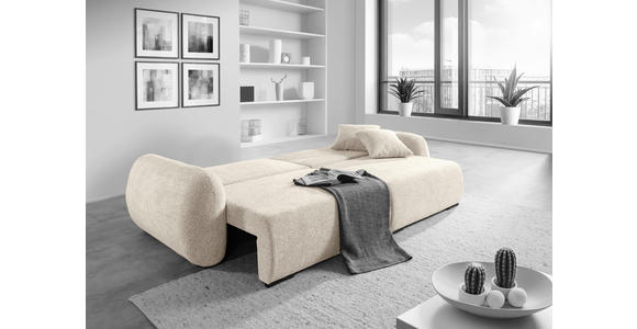 SCHLAFSOFA Flachgewebe Beige  inkl. Zierkissen, Rückenkissen, Bettkasten, Schlaffunktion, Rücken echt, Liegefläche im Originalstoff  - Beige/Schwarz, KONVENTIONELL, Kunststoff/Textil (250/74/92cm) - Carryhome