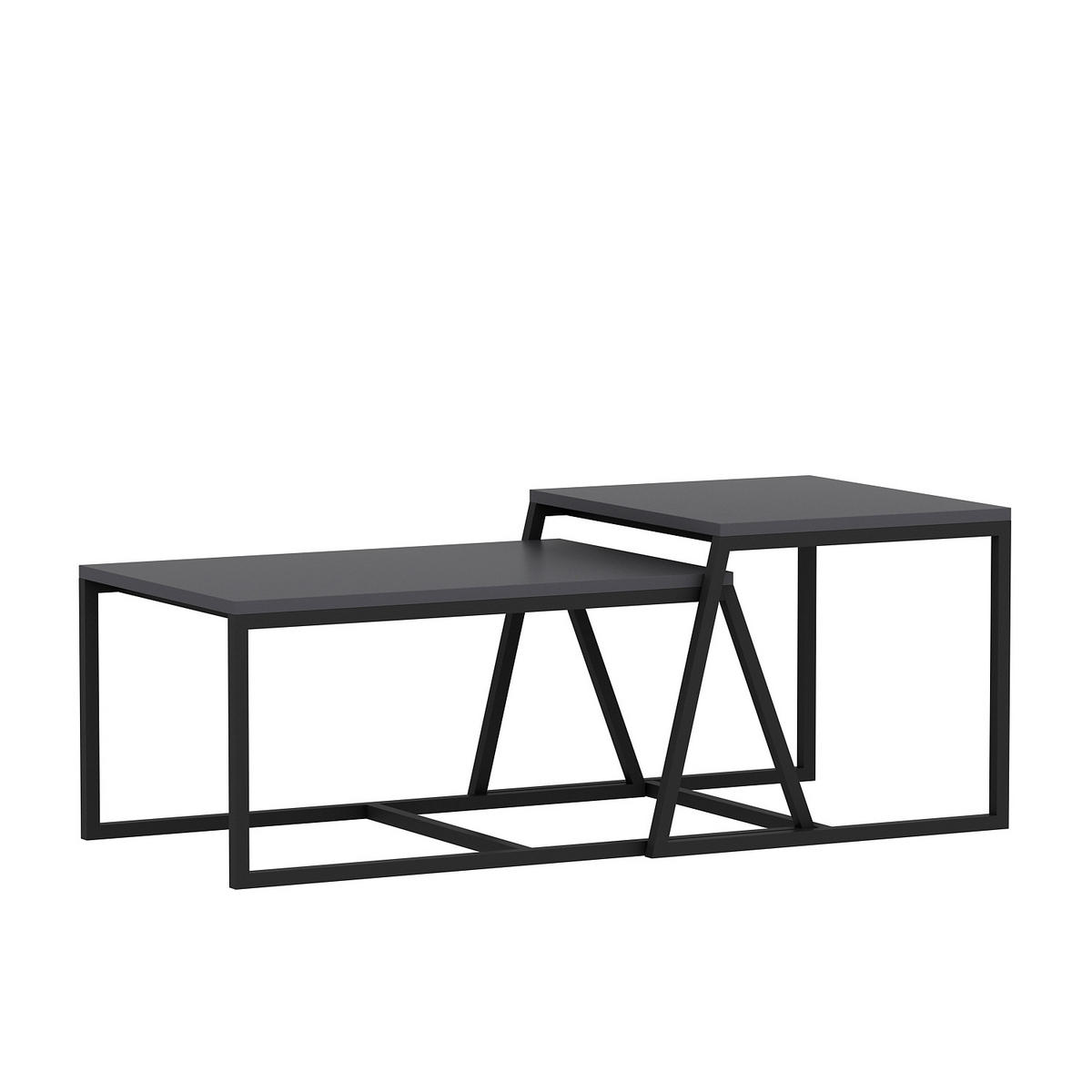 COUCHTISCHSET Minimal Couchtisch Anthrazit  - Anthrazit/Schwarz, Design, Holzwerkstoff/Metall - Livetastic