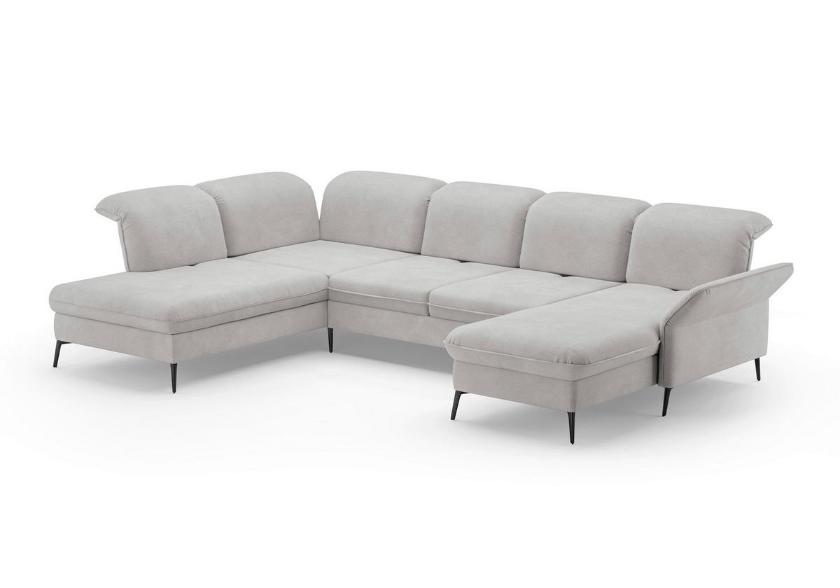 WOHNLANDSCHAFT in Flachgewebe Silberfarben  - Silberfarben/Schwarz, Konventionell, Textil/Metall (231/359/198cm) - Sit & More