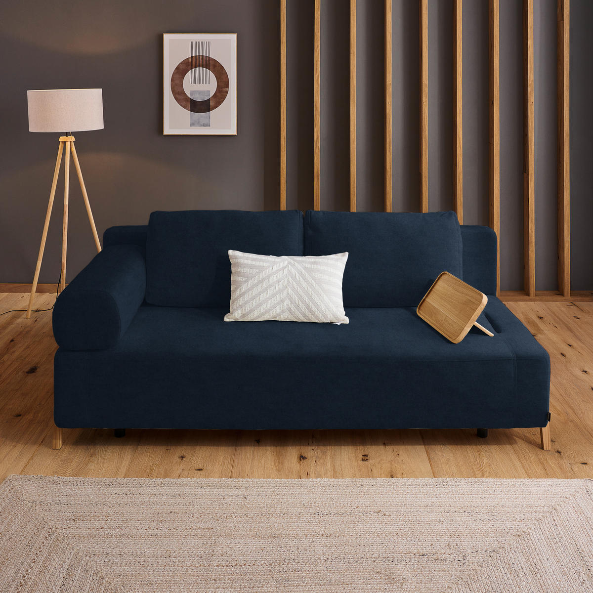 SCHLAFSOFA in Holz, Textil Dunkelblau  - Naturfarben/Dunkelblau, Design, Holz/Textil (211/88/102cm) - Niels Andersson