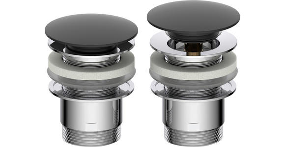 ABLAUFVENTIL  - Chromfarben/Schwarz, Basics, Metall (6,5cm) - Xora