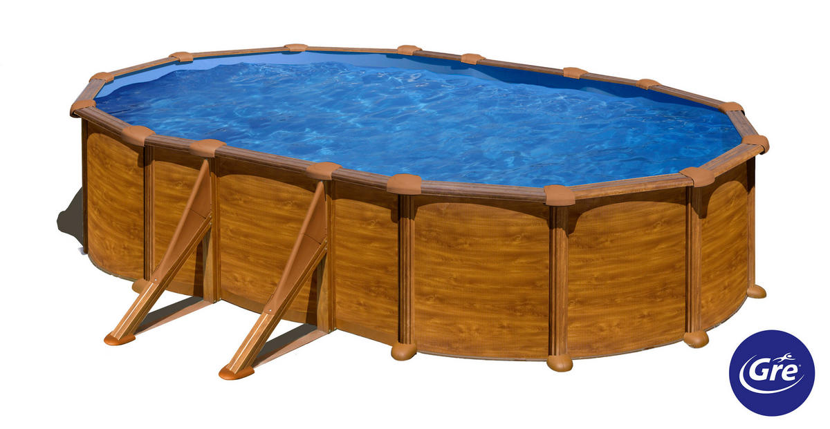 POOL-SET 2024 610/375/132 cm  - Braun, KONVENTIONELL, Metall (610/375/132cm) - Gre