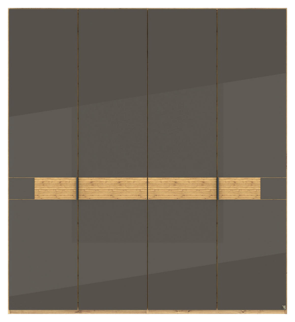 DREHTÜRENSCHRANK 200/216/58 cm,  in Braun, Eiche Bianco, 4 Tür(en)  - Schieferfarben/Eiche Bianco, Design, Glas/Holz (200/216/58cm) - Musterring