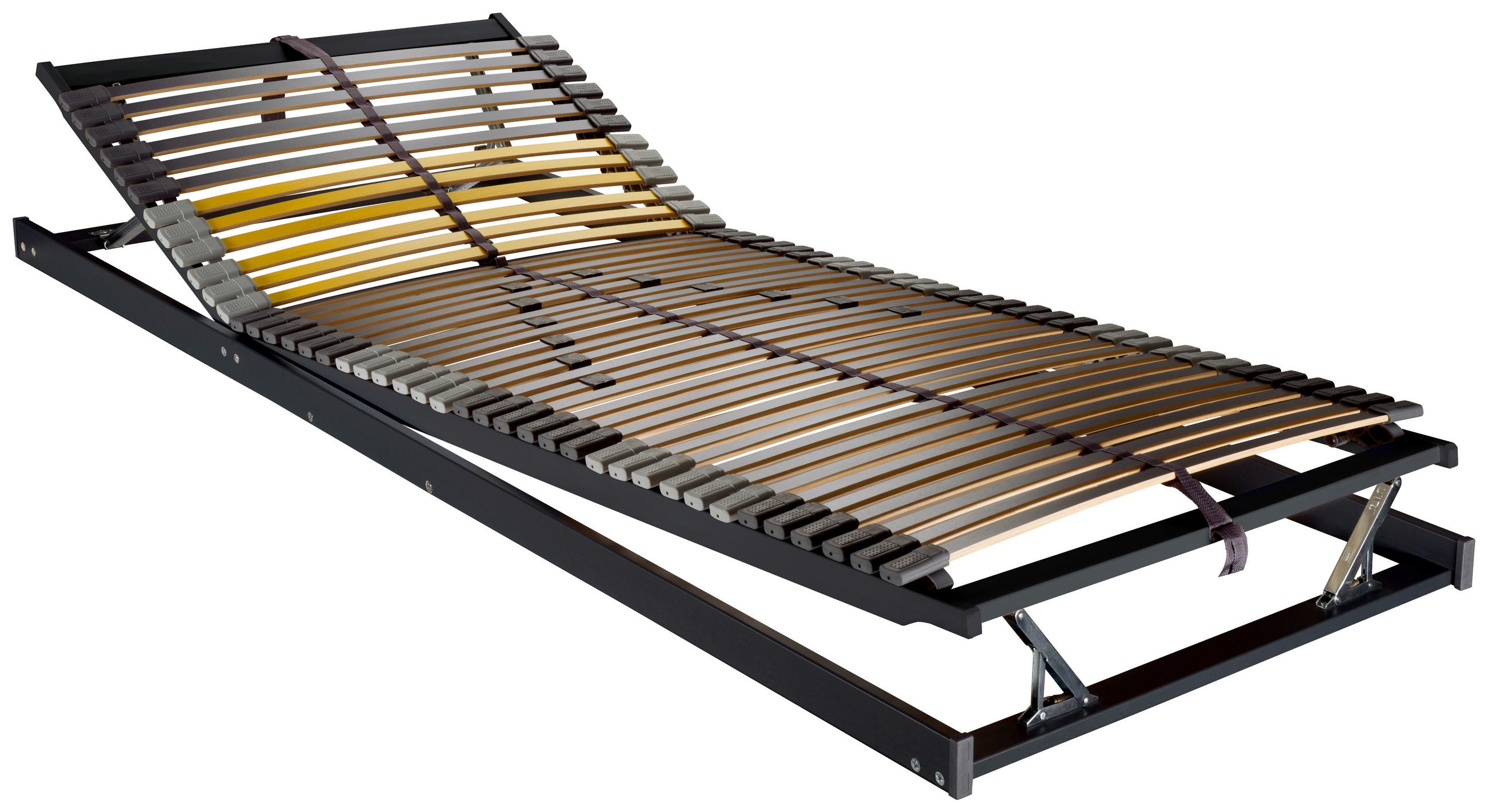 LATTENROST 100/220 cm Kopfteil, Fußteil, Mittelzone verstellbar, Birke  - Anthrazit/Gelb, Basics, Holz/Kunststoff (100/220cm) - Novel