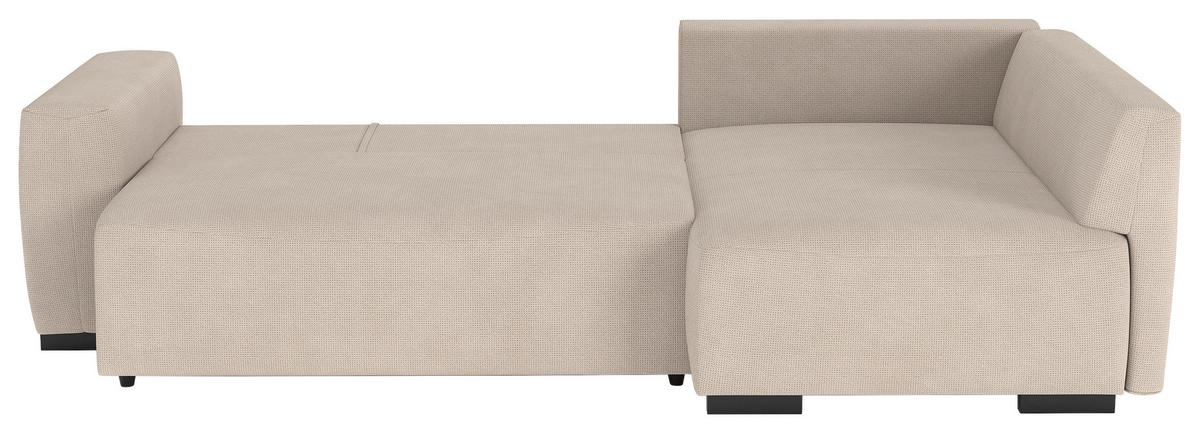 ECKSOFA GIRO Naturfarben Chenille Rückenkissen, Bettkasten  - Schwarz/Naturfarben, Trend, Kunststoff/Textil (252/170cm) - MID.YOU