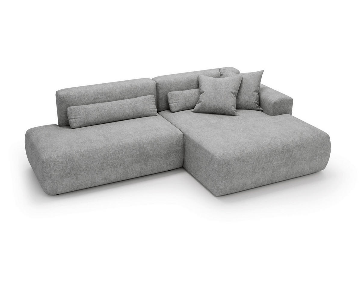 ECKSOFA REVE in Chenille Hellgrau  284/160 cm  - Hellgrau/Schwarz, Design, Kunststoff/Textil (284/160cm) - Livetastic