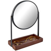 SMINKTÜKÖR  - akácia színű/fekete, Basics, Üveg/fa (17,5/25,5/8,2cm) - Homeware