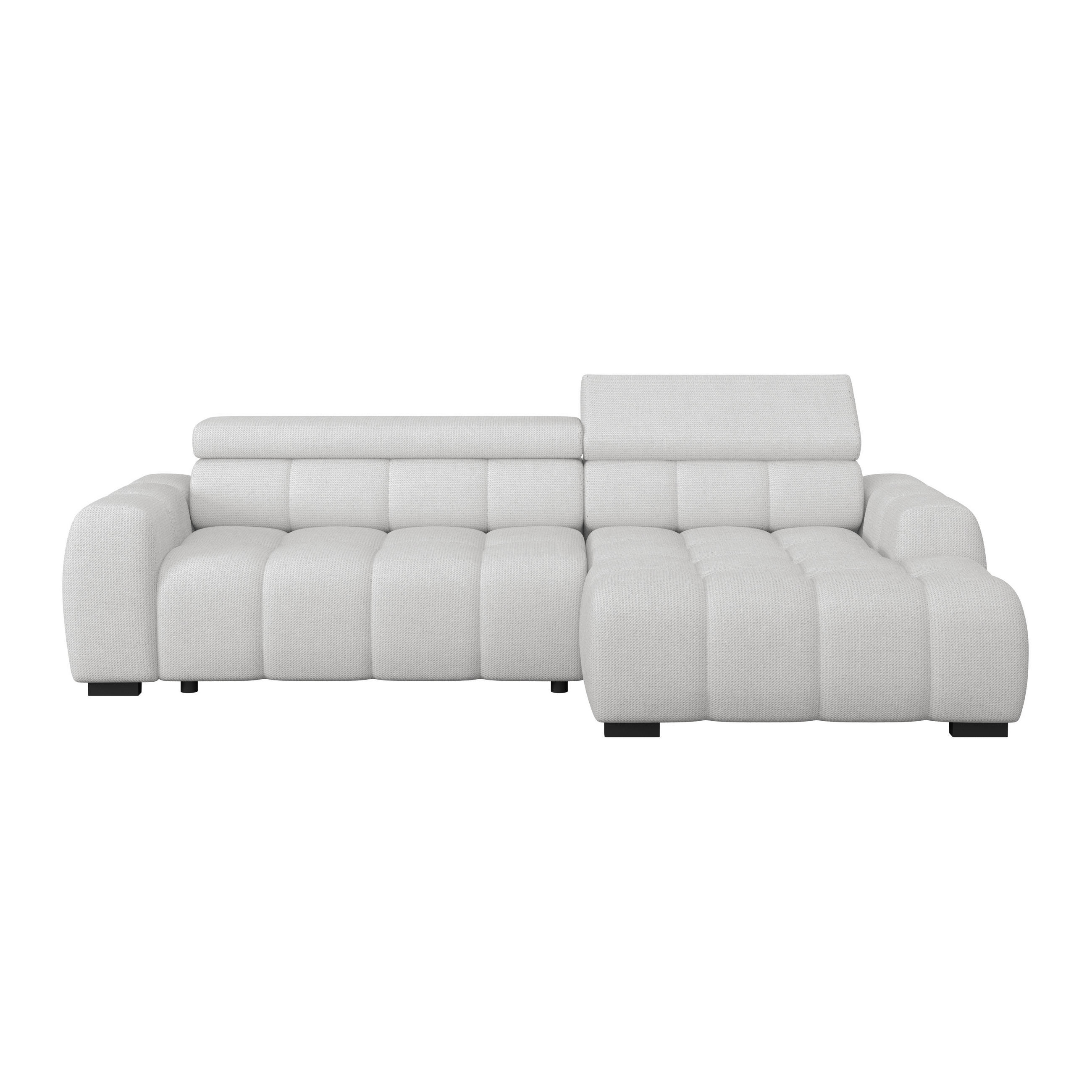ECKSOFA Greige Webstoff Sitztiefenverstellung  - Greige/Schwarz, Trend, Kunststoff/Textil (285/168cm) - Livetastic