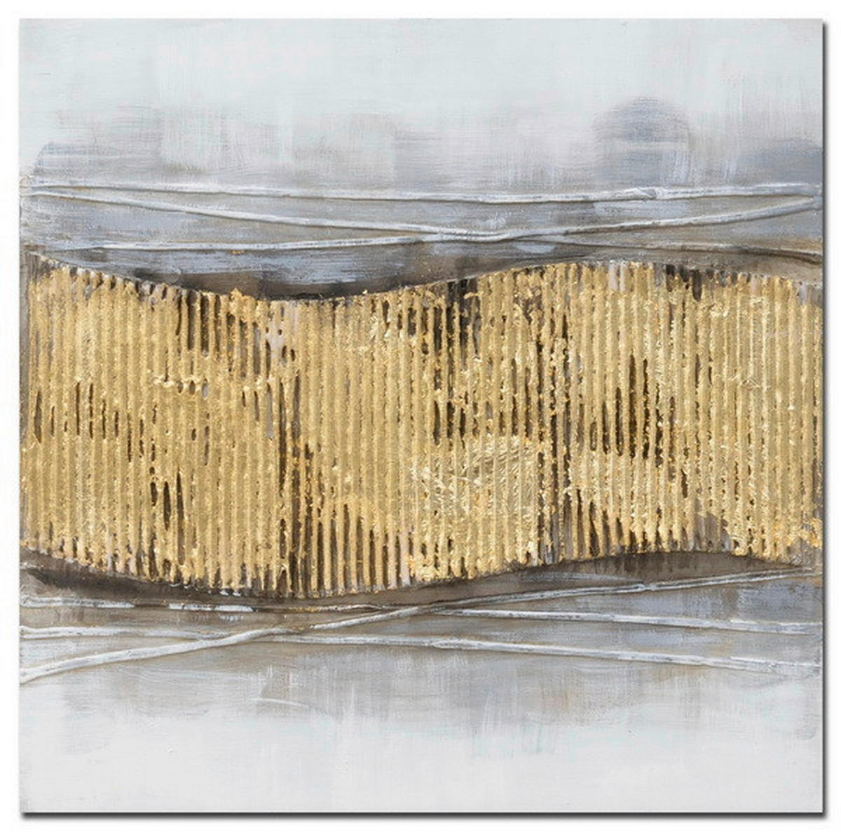 OLJNA SLIKA  30/30 cm   - zlate barve/siva, Basics, tekstil/les (30/30cm) - Monee