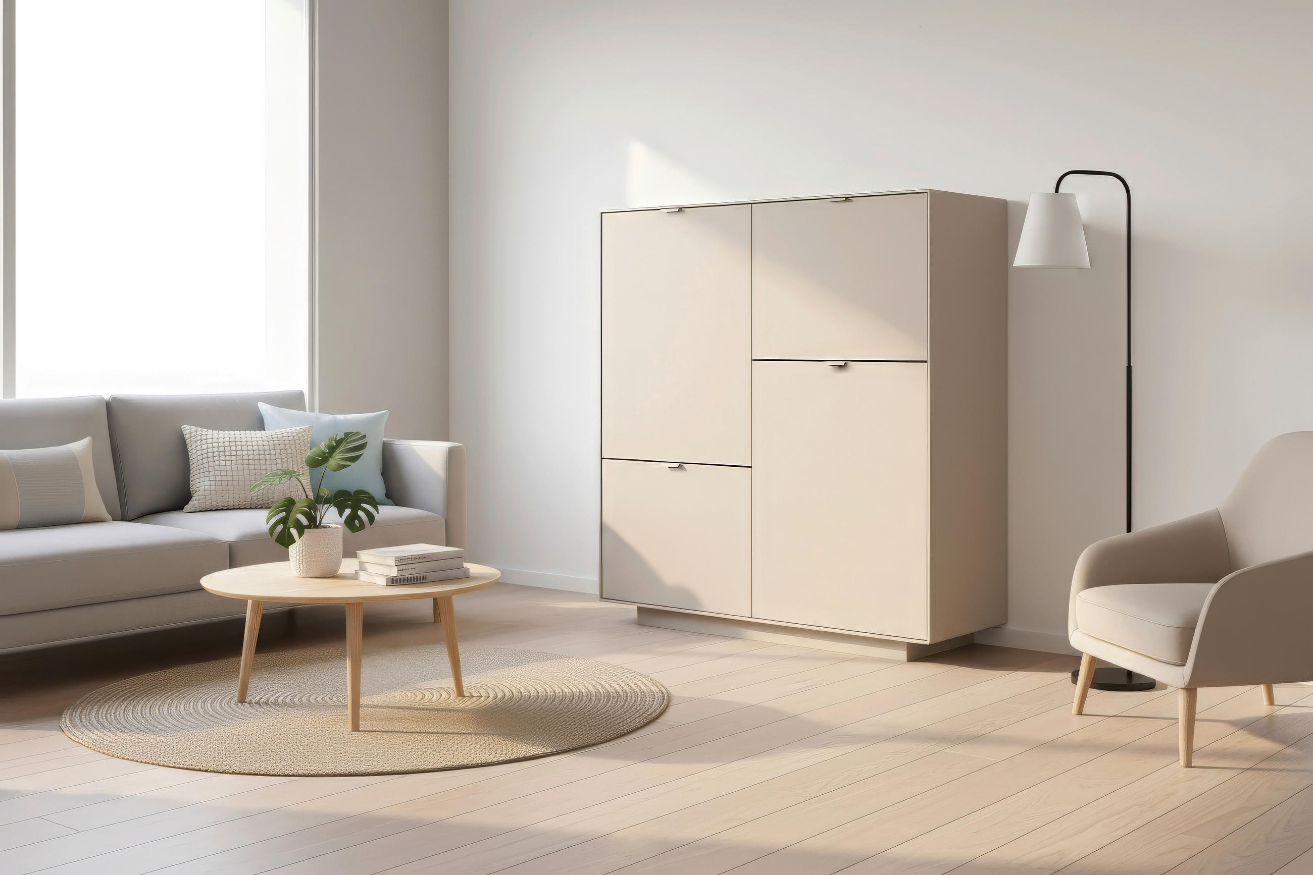 KOMMODE Sivas  in 107/115/37,5 cm  - Sandfarben, Design, Holzwerkstoff/Kunststoff (107/115/37,5cm) - MID.YOU