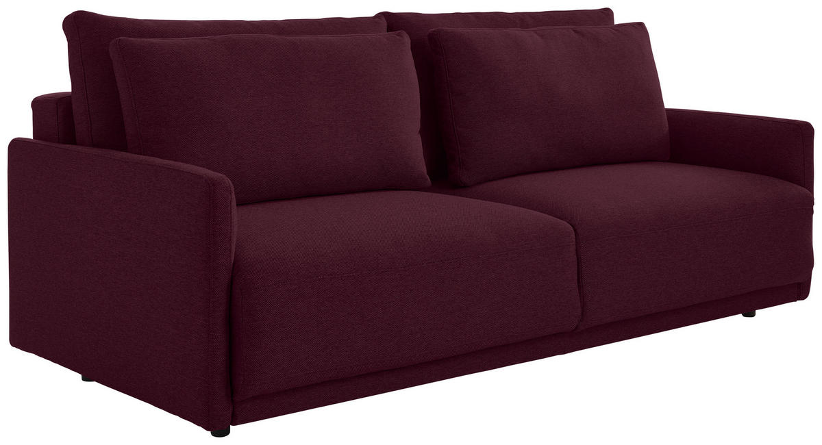 SCHLAFSOFA in Webstoff Weinrot  - Weinrot/Schwarz, Design, Kunststoff/Textil (217/95/110cm) - Livetastic