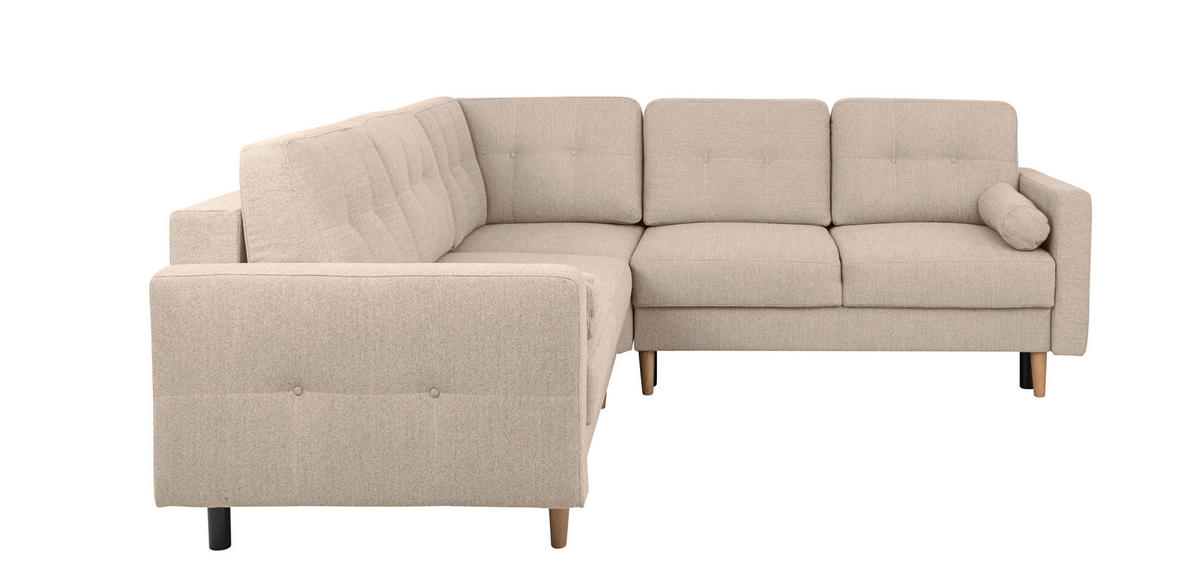 ECKSOFA in Beige  - Beige/Buchefarben, Design, Holz/Textil (242/242cm) - MID.YOU