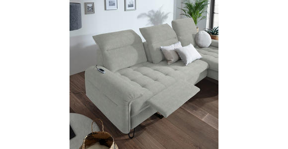 ECKSOFA in Webstoff Silberfarben  - Silberfarben/Schwarz, LIFESTYLE, Textil/Metall (310/180cm) - Valnatura