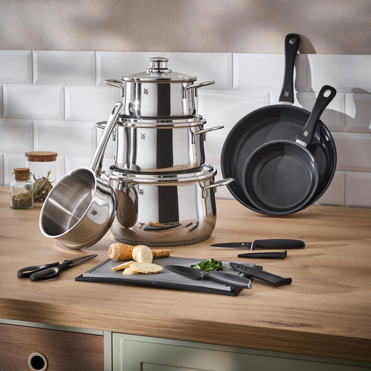 SET ŠERPI Diadem Plus  10 delova  - boja nerđajućeg čelika, Osnovno, staklo/metal - WMF