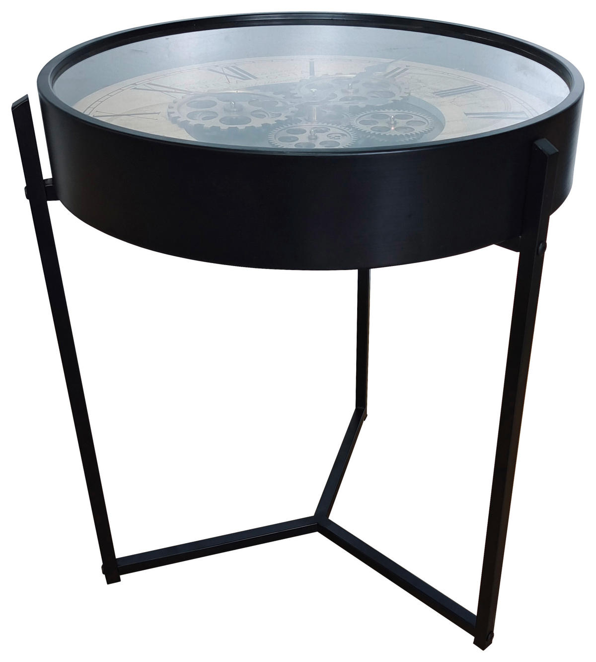 Couchtisch rund Glas / Metall Metall, Glas  - Schwarz, Modern, Glas/Metall (49,5/57cm) - Globo