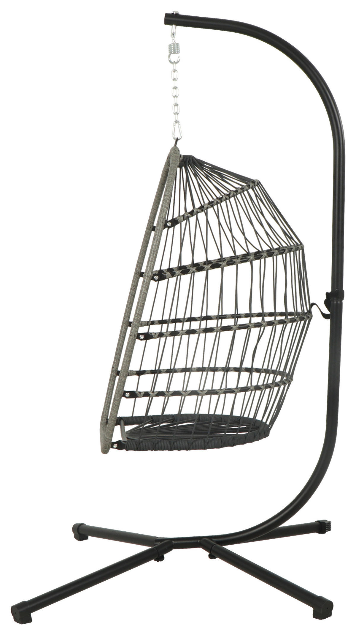 HÄNGESESSEL 100/198/100 cm Eisen  - Schwarz/Grau, Design, Kunststoff/Textil (100/198/100cm) - Ambia Garden