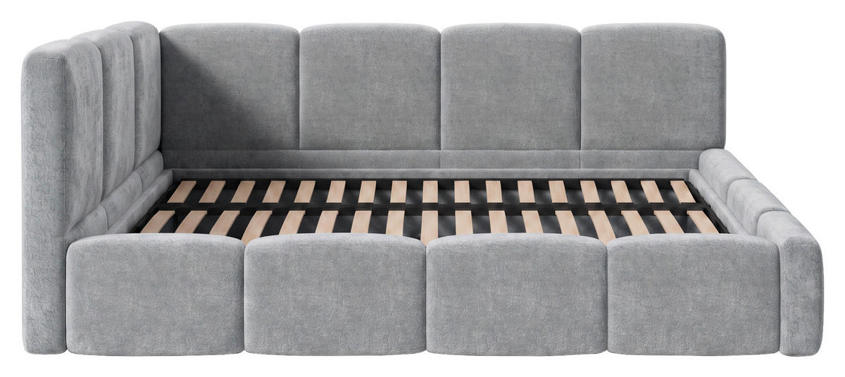 POLSTERBETT 140/200 cm,  in Silberfarben, Lattenrost, Bettkasten,  - Silberfarben/Schwarz, Design, Holz/Textil (140/200cm) - Chameo