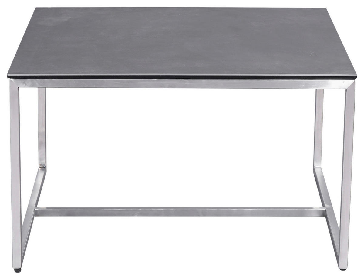 COUCHTISCH in Metall, Glas, Keramik 70/70/42 cm  - Edelstahlfarben/Anthrazit, Design, Glas/Keramik (70/70/42cm) - Novel