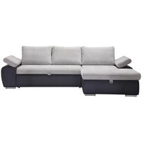 ECKSOFA 271/175 cm  in Flachgewebe Hellgrau, Dunkelgrau Rückenkissen, Armlehnenkissen, Bettkasten, Schlaffunktion, Rücken echt, Armteilverstellung  271/175 cm  - Dunkelgrau/Hellgrau, Design, Kunststoff/Textil (271/175cm) - Xora