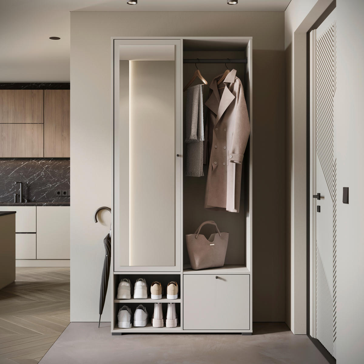 GARDEROBE  in  - Kaschmir/Beige, Trend, Holzwerkstoff (90/190/33cm)