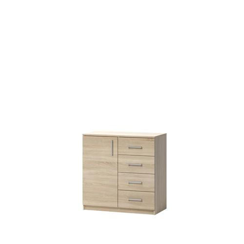 KOMODA, dub sonoma, 80/80/39.6 cm - strieborná/dub sonoma, Basics, kompozitné drevo/plast (80/80/39.6cm) - Carryhome