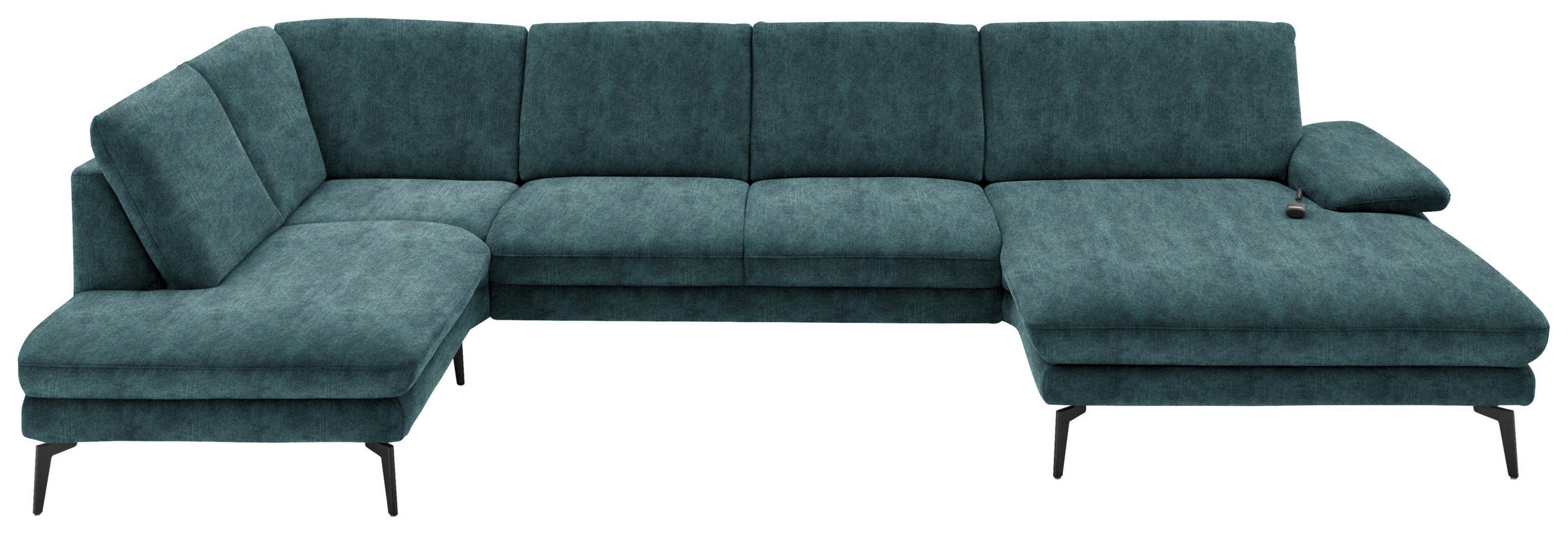 WOHNLANDSCHAFT in Velours Petrol  - Petrol/Schwarz, Design, Textil/Metall (208/344/180cm) - Dieter Knoll
