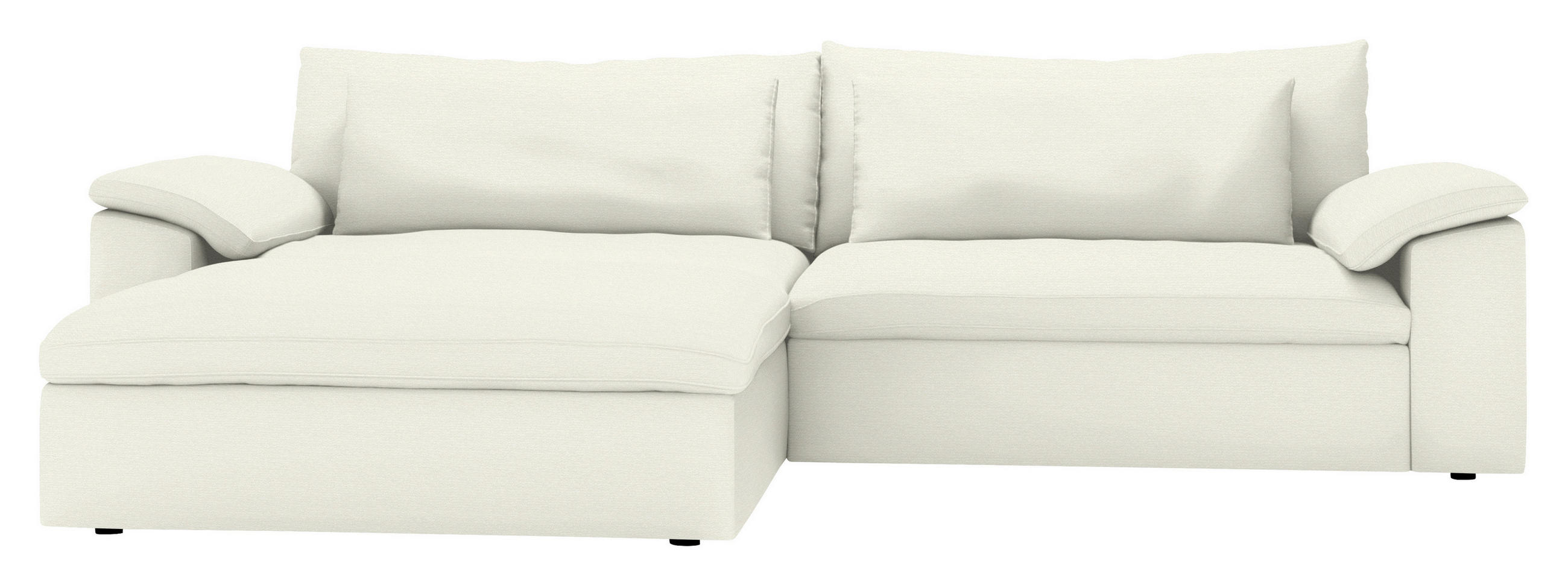 ECKSOFA  Chenille Creme  - Creme/Schwarz, Modern, Kunststoff/Textil (198/306cm) - Carryhome