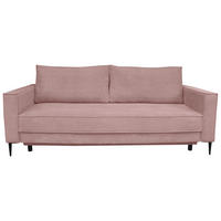 SCHLAFSOFA  mit Liegefunktion, Rücken echt, haustierfreundlicher Bezug Cord Rosa  - Schwarz/Rosa, KONVENTIONELL, Textil/Metall (222/93/98cm) - Carryhome