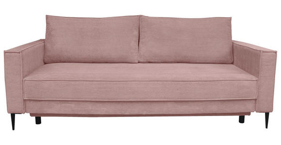 SCHLAFSOFA Cord Rosa  - Schwarz/Rosa, KONVENTIONELL, Textil/Metall (222/93/98cm) - Carryhome