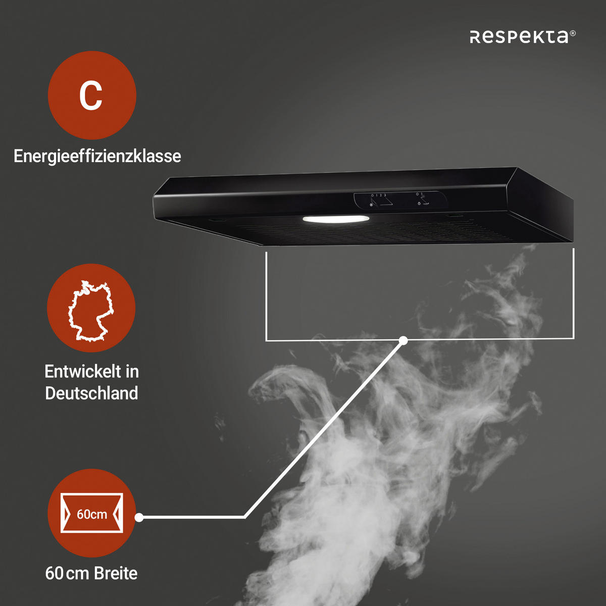 FLÄKTKÅPA DH630SL  - svart, Trend, metall (60/7,6/47cm) - Respekta