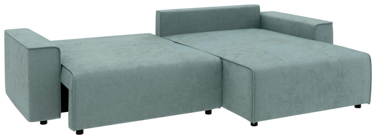 ECKSOFA in Struktur Mintgrau  - Mintgrau/Schwarz, Modern, Kunststoff/Textil (265/164cm) - Trendmanufaktur