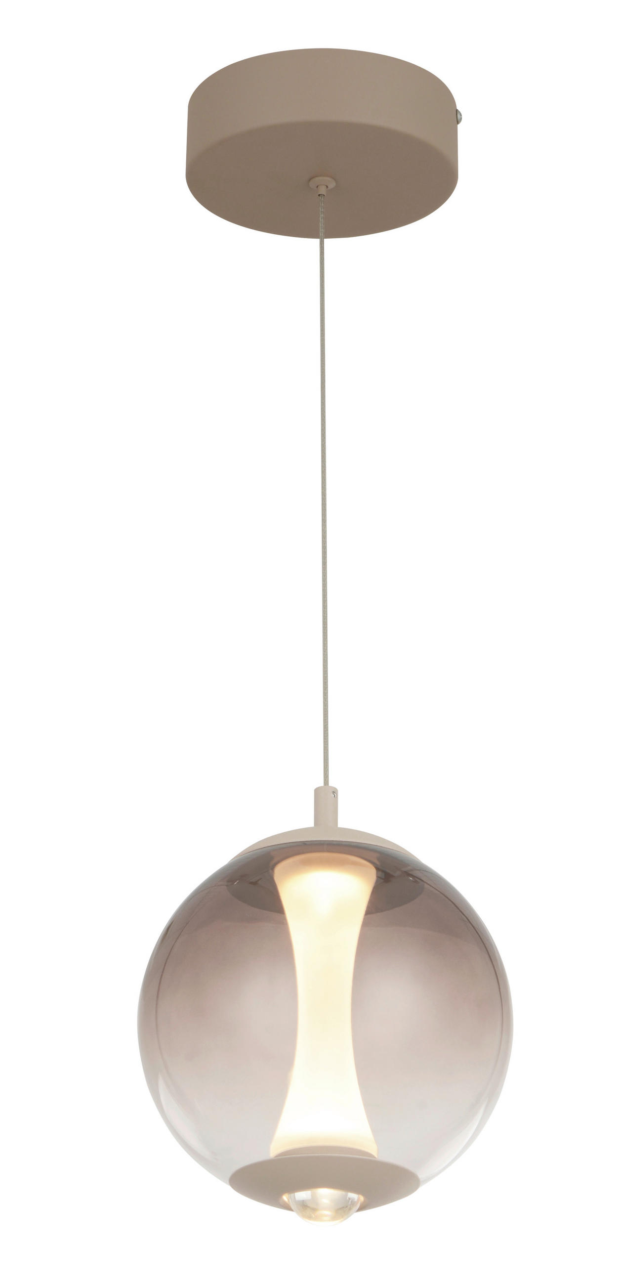 ZÁVĚSNÉ LED SVÍTIDLO, 18/150/18 cm  - pískové barvy, Design, kov/sklo (18/150/18cm)