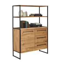 REGAL Eiche massiv Schwarz, Eichefarben  - Eichefarben/Schwarz, Design, Holz/Metall (106/156/44cm) - Lomoco