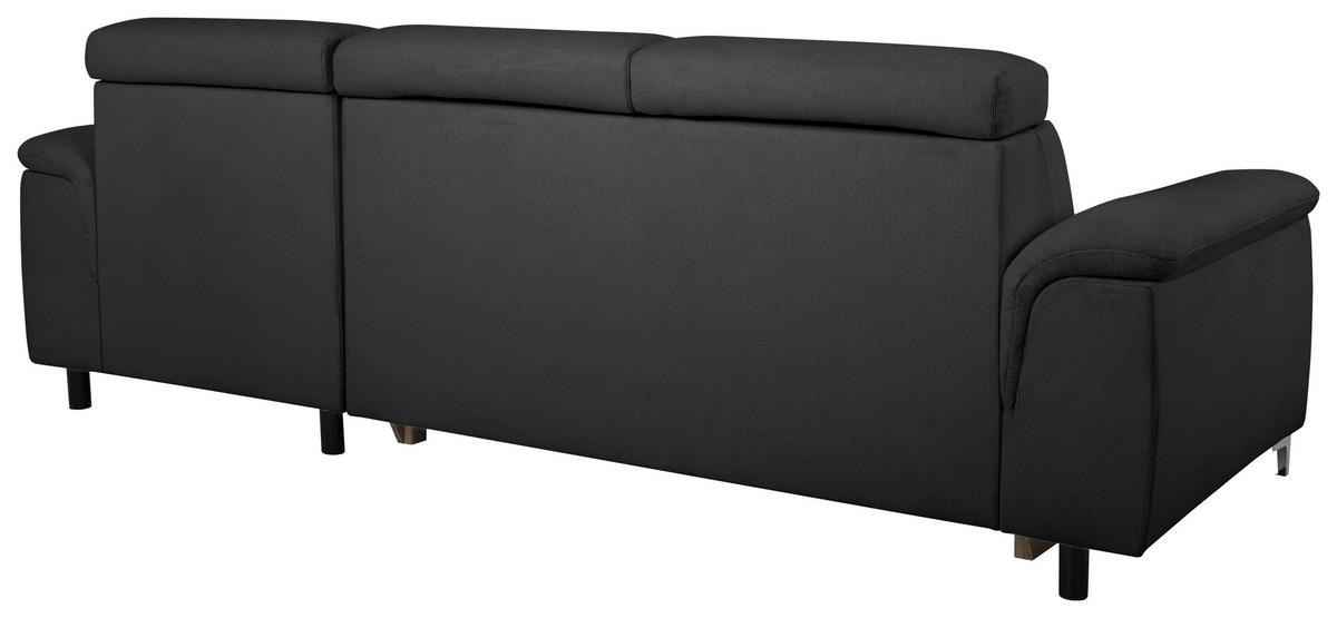 ECKSOFA Dunkelgrau Flachgewebe  - Chromfarben/Dunkelgrau, KONVENTIONELL, Textil/Metall (268/175cm) - Carryhome