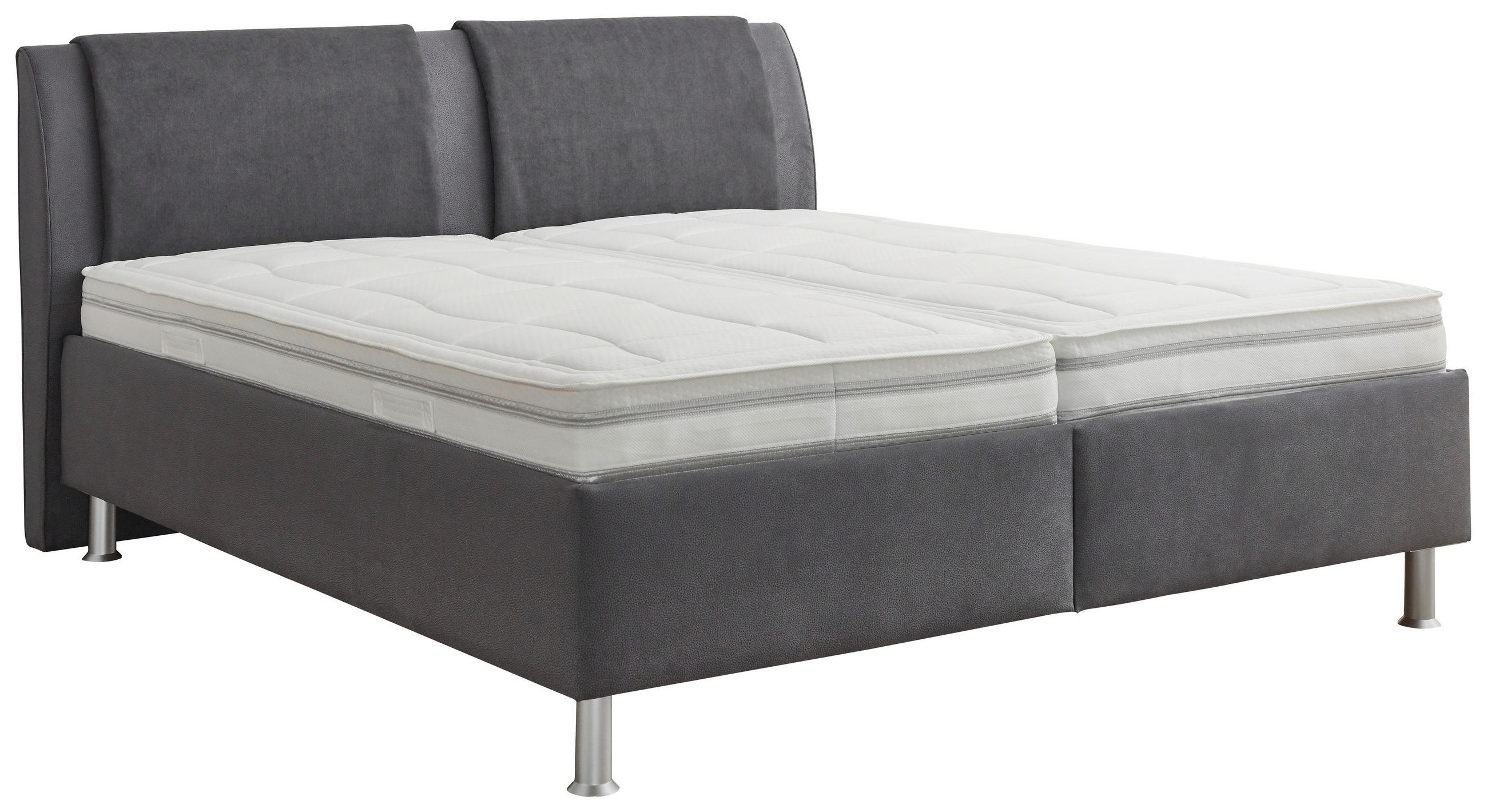 POLSTERBETT 180/200 cm,  in Matratze, gepolstertes Kopfteil, Lattenrost, H2 + H3 = mittel + fest  - Anthrazit/Alufarben, KONVENTIONELL, Holz/Holzwerkstoff (180/200cm) - Beldomo - Sleep