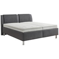 POLSTERBETT 180/200 cm,  in Matratze, gepolstertes Kopfteil, Lattenrost, H2 + H3 = mittel + fest  - Anthrazit/Alufarben, KONVENTIONELL, Holz/Holzwerkstoff (180/200cm) - Beldomo - Sleep