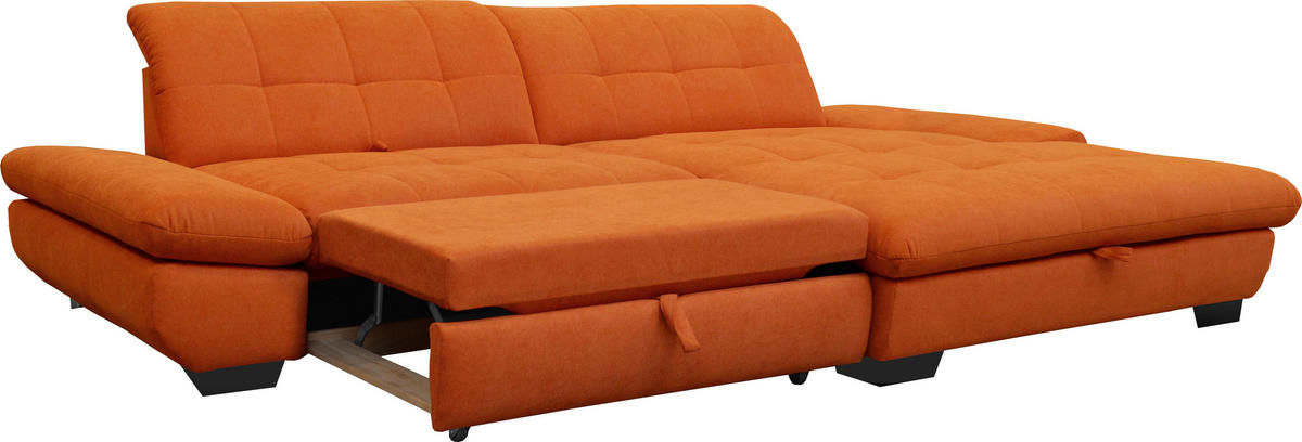 ECKSOFA in Mikrofaser Orange  - Schwarz/Orange, Design, Textil/Metall (290/198cm) - Xora