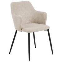 STOLICA S NASLONOM ZA RUKE  bež  tekstil      - bež/crna, Moderno, tekstil/metal (54,5/84,5/60cm) - MID.YOU