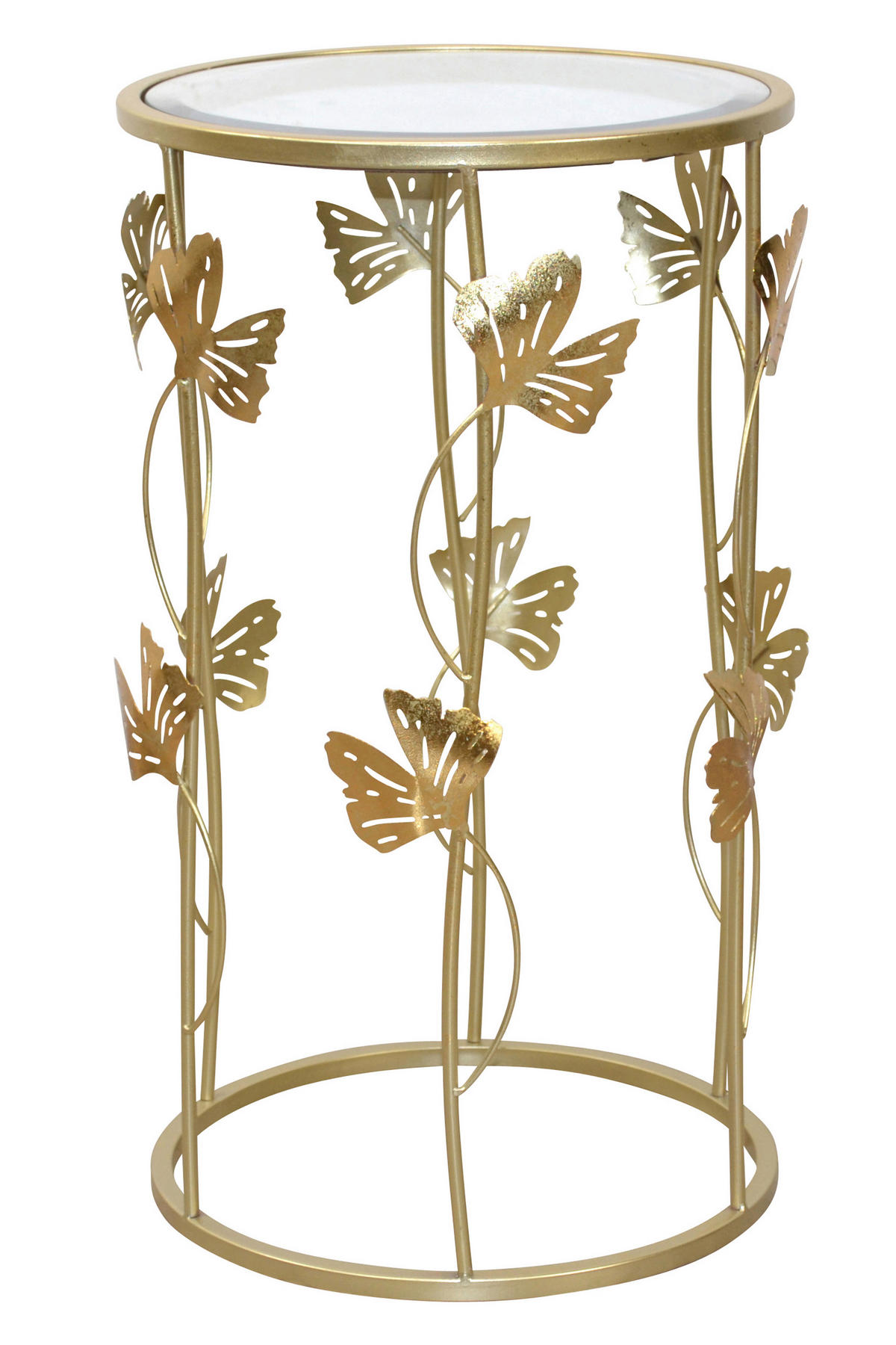 BEISTELLTISCH 34/34/60 cm Goldfarben rund  - Goldfarben, Design, Glas/Metall (34/34/60cm) - MID.YOU