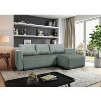 ECKSOFA STELLA Türkis Plüsch Rückenkissen, Bettkasten  - Türkis/Schwarz, Design, Kunststoff/Textil (234/166cm) - MID.YOU