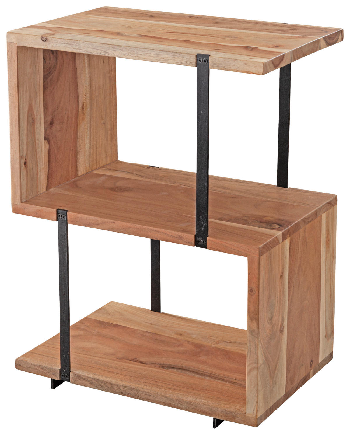 BEISTELLTISCH 45/30/60 cm Akazie massiv Akaziefarben rechteckig  - Schwarz/Akaziefarben, MODERN, Holz/Metall (45/30/60cm) - MID.YOU