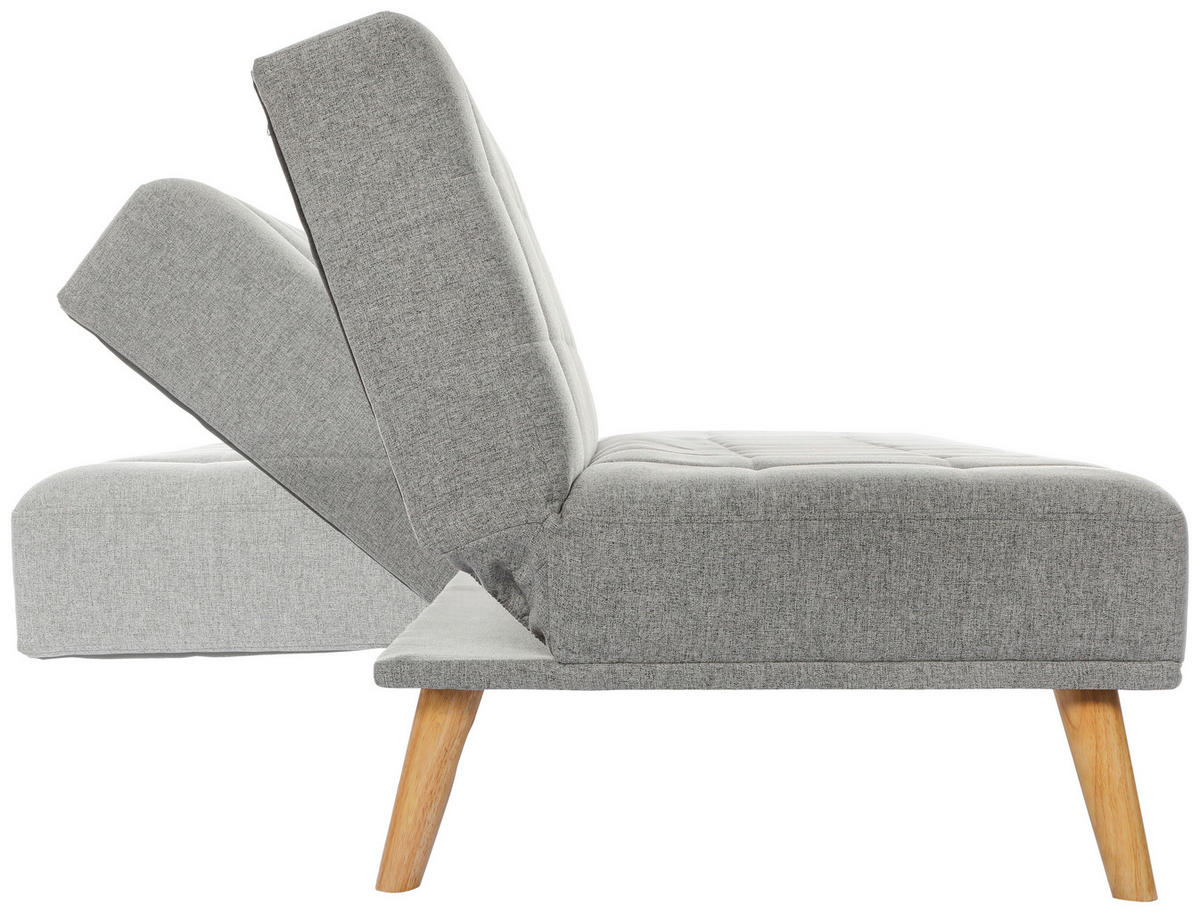 SCHLAFSOFA Leinenoptik Hellgrau  - Hellgrau/Schwarz, Design, Holz/Kunststoff (179/81/85cm) - P & B
