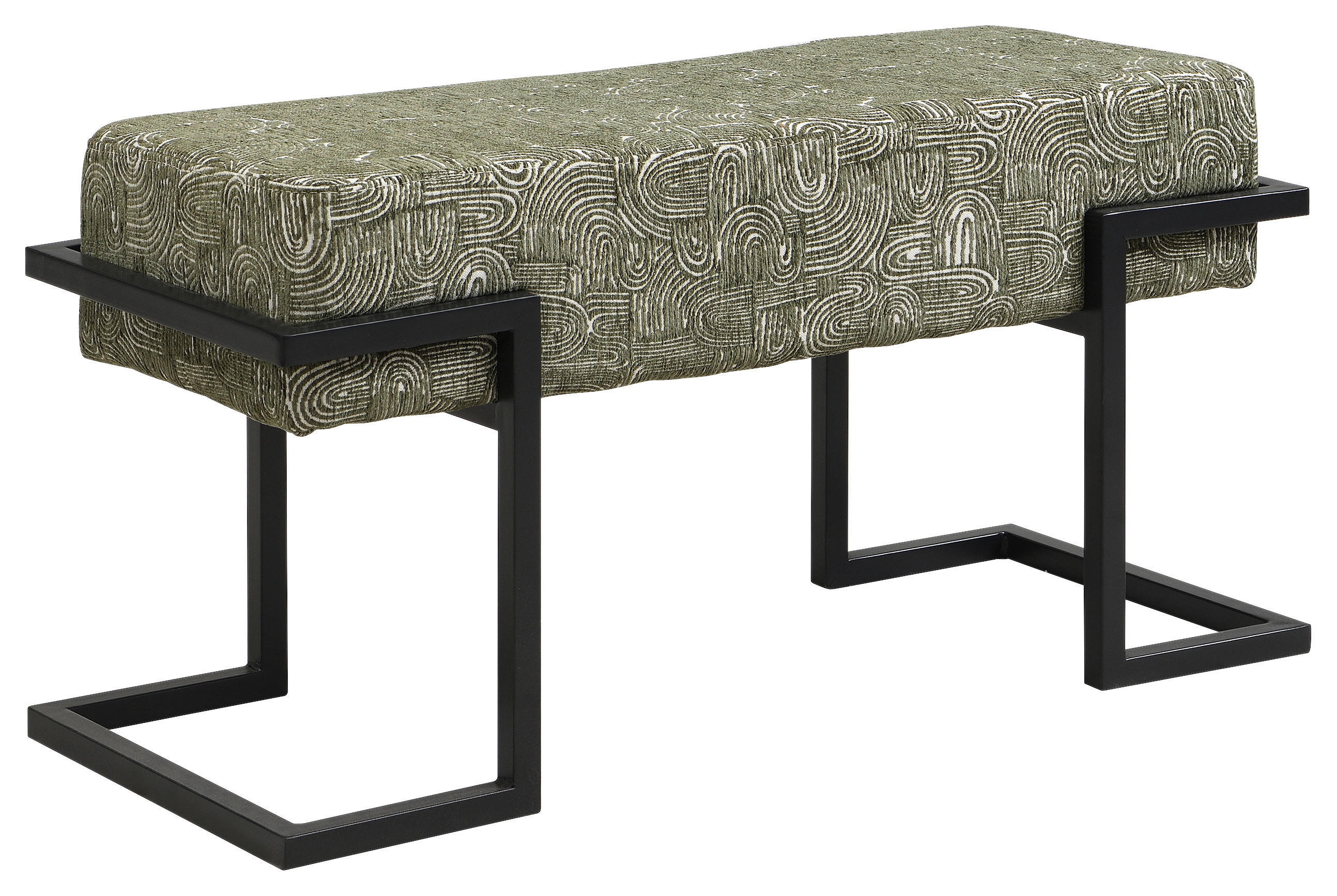 SITZBANK 80/42/33 cm Webstoff Grün, Schwarz  - Schwarz/Grün, Design, Textil/Metall (80/42/33cm) - Novel