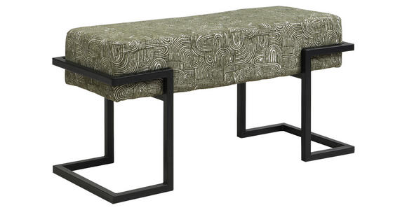 SITZBANK 80/42/33 cm Webstoff Grün, Schwarz  - Schwarz/Grün, Design, Textil/Metall (80/42/33cm) - Novel