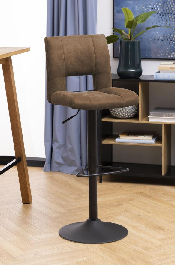 BARSKA STOLICA svijetlo smeđa metal, tekstil - svijetlo smeđa/crna, Design, metal/tekstil (41,5/94-115/52cm) - Carryhome