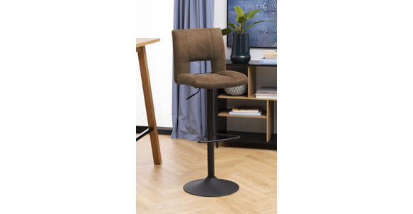 BARHOCKER in Metall, Textil Hellbraun - Hellbraun/Schwarz, Design, Textil/Metall (41,5/94-115/52cm) - Carryhome