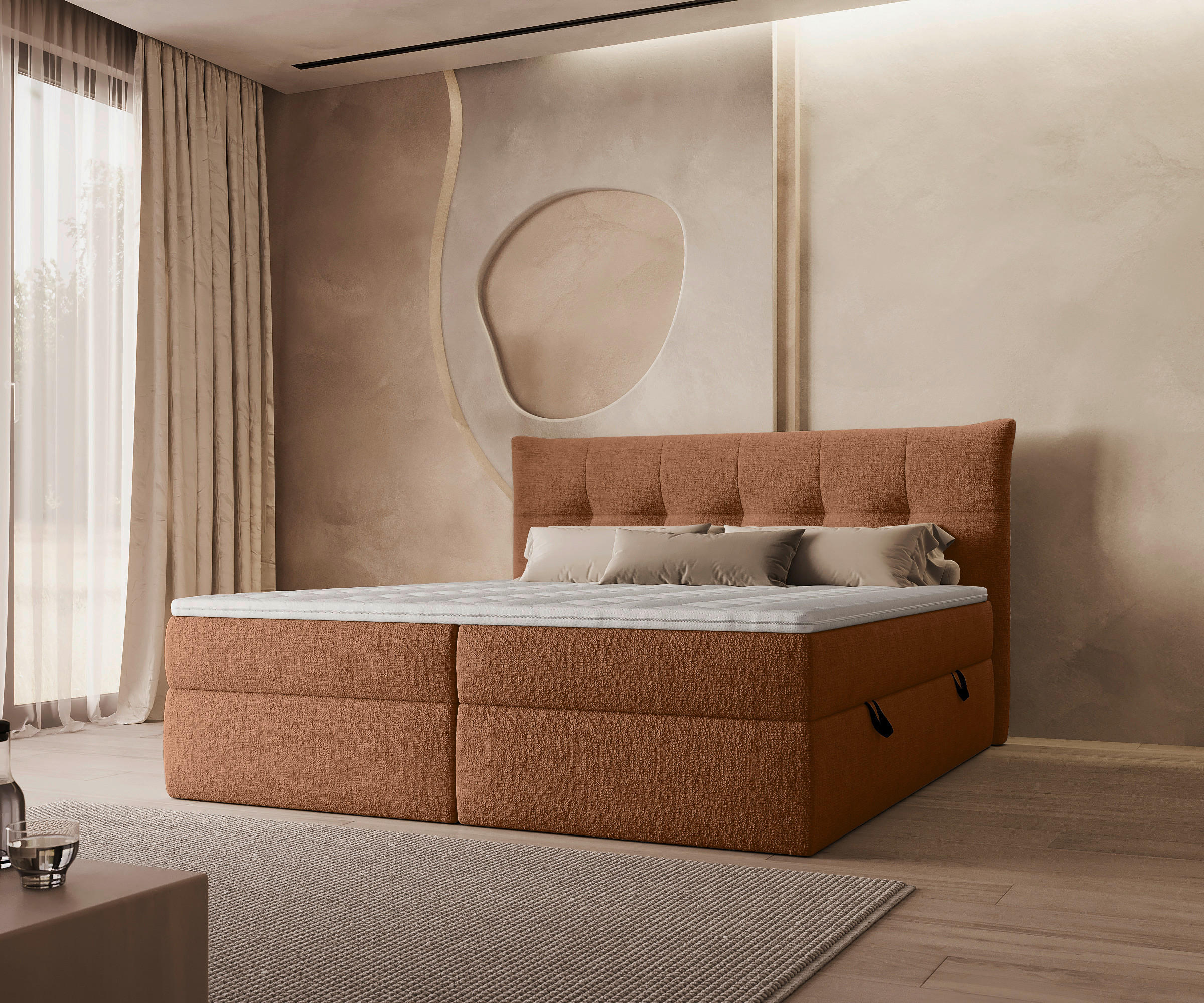 BOXBETT 160/200 cm  in Rostfarben  - Rostfarben/Schwarz, MODERN, Holz/Holzwerkstoff (160/200cm) - Boxxx